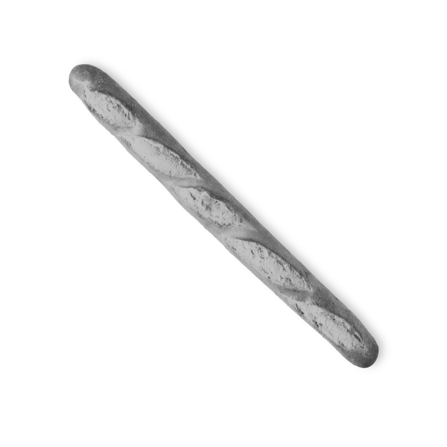 The most French thing you'll ever see Classic French baguette in black and white on a white background